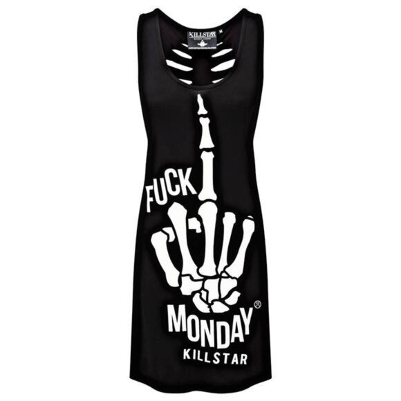 Killstar Dresses & Skirts - ♡ KILLSTAR Slashed Back Dress | Fu€k Monday | Vest Gothic Black Relaxed M